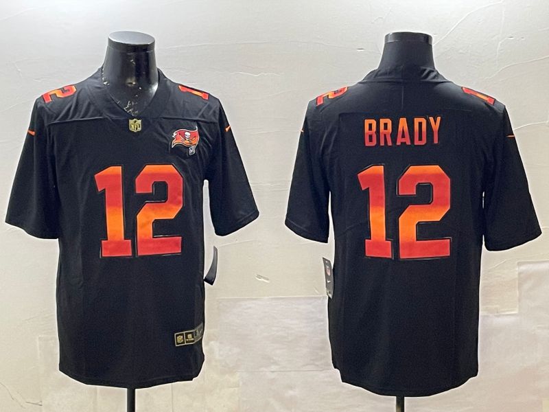 Men Tampa Bay Buccaneers 12 Brady Black Rainbow 2025 Nike Limited NFL Jersey style 1